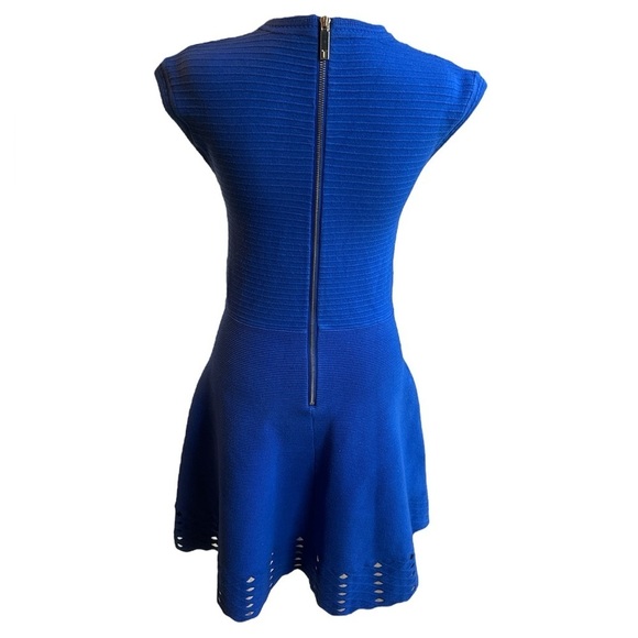 Ted Baker Zaralia Fit & Flare Knit Skater Dress Royal Blue with Cut Outs size 2 - Picture 3 of 12